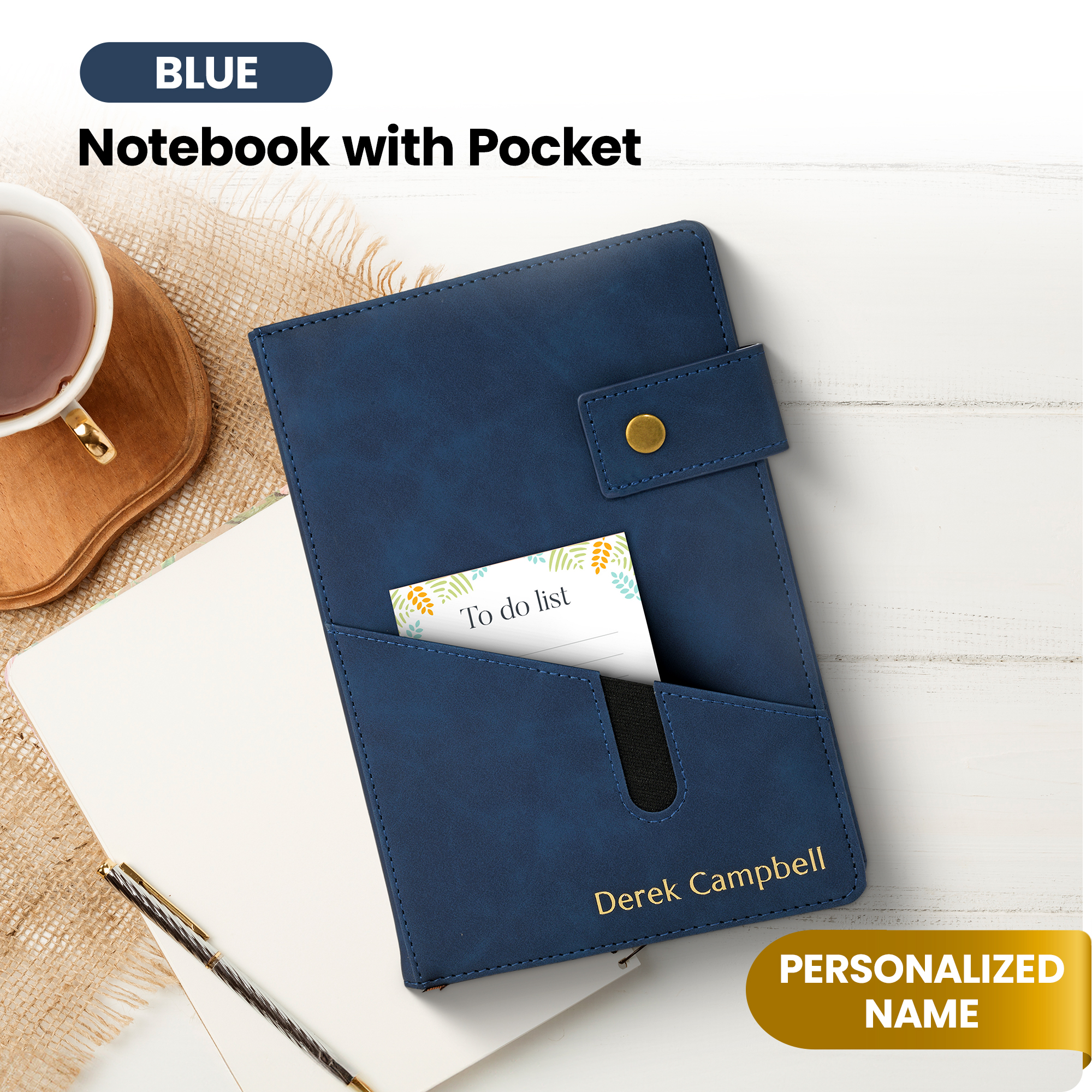 Custom Journal with Pocket (Blue)